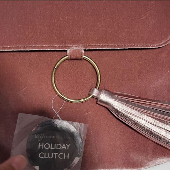 ION -HOLIDAY CLUTCH-SOFT Velvet ROSE W/GOLD COLOR ACCENT Chain Handle -NEW!!! - Picture 4 of 7